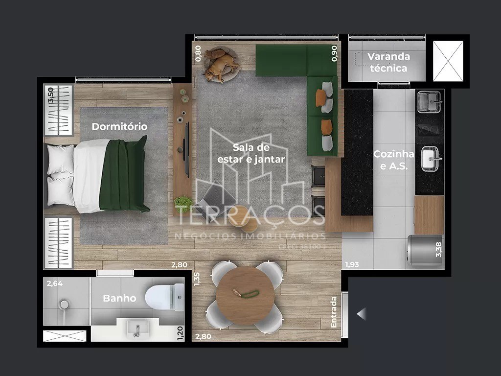 Sala de estar — apartamento de 1 quartos 41m² venda em Retiro, Jundiaí SP R$ 647.000